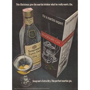 Vintage 1969 Seagram's Extra Dry Gin Print Ad Martini Expert Holiday Gift Set